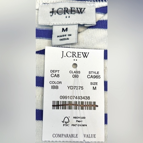 NWT J. Crew Factory Puff-Sleeve Button-Back Top with Navy & White Stripes, M - Picture 13 of 15